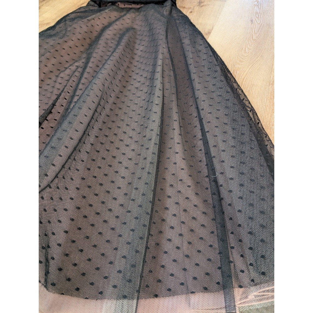 2000's BCBGMAXAZRIA Womens 6 Strapless Midi Prom Dress Black Tulle Whimsy goth - Picture 4 of 10